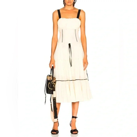 Cinq à Sept Cream and Black Midi Dress - Picture 2 of 10